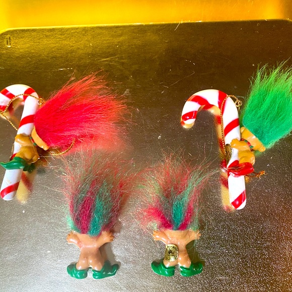 RUSS BERRIE VINTAGE CHRISTMAS ELF TROLLS & CANDY CANE ELF TROLL ORNAMENTS BUNDLE - Picture 12 of 16